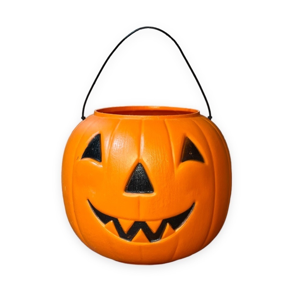 Halloween‎ Blow Mold Norfolk General Foam Pumpkin Jack O Lantern Candy Bucket